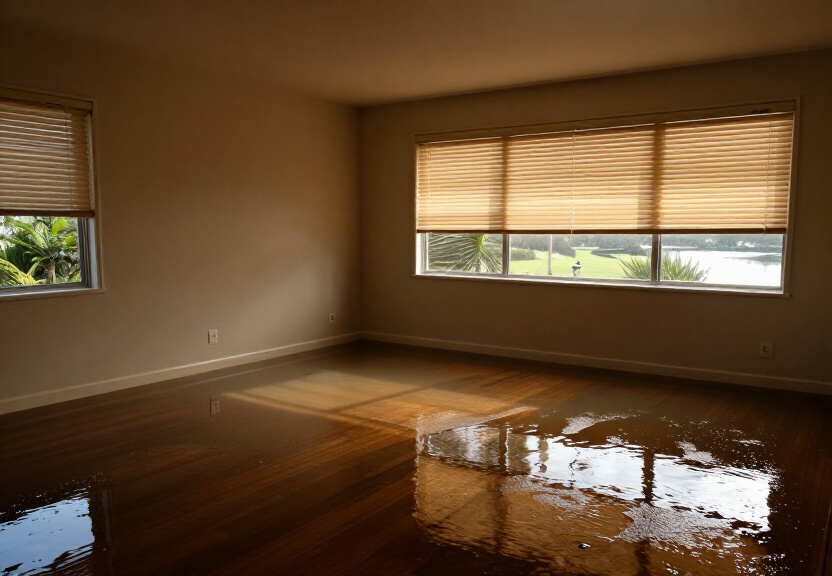 Wet subfloor in a Bass Hill property before treatment